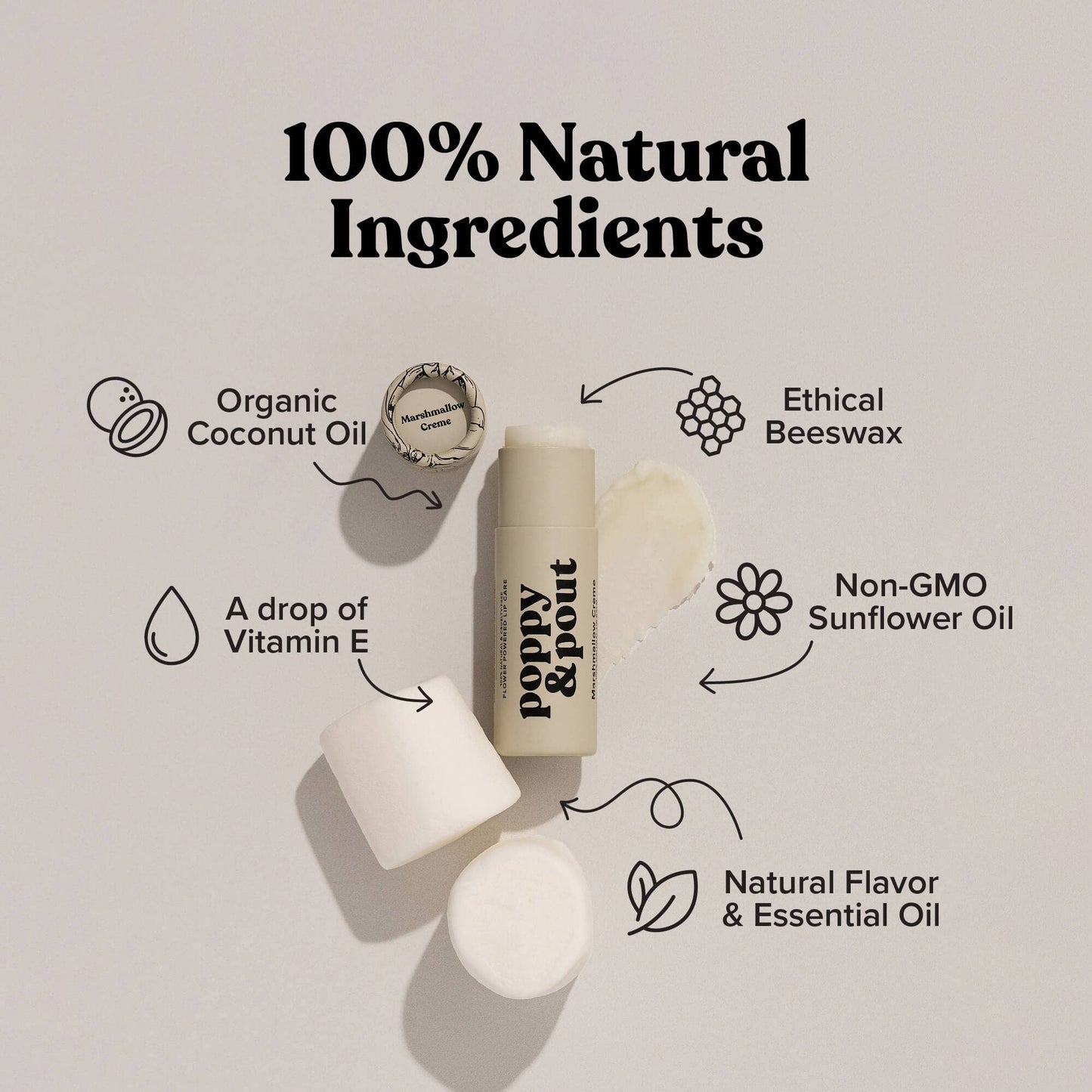 Poppy & Pout Lip Balm in Marshmallow Creme
