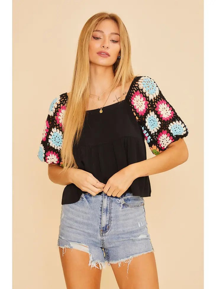 Fanciful! Multi Crochet Sleeve Top