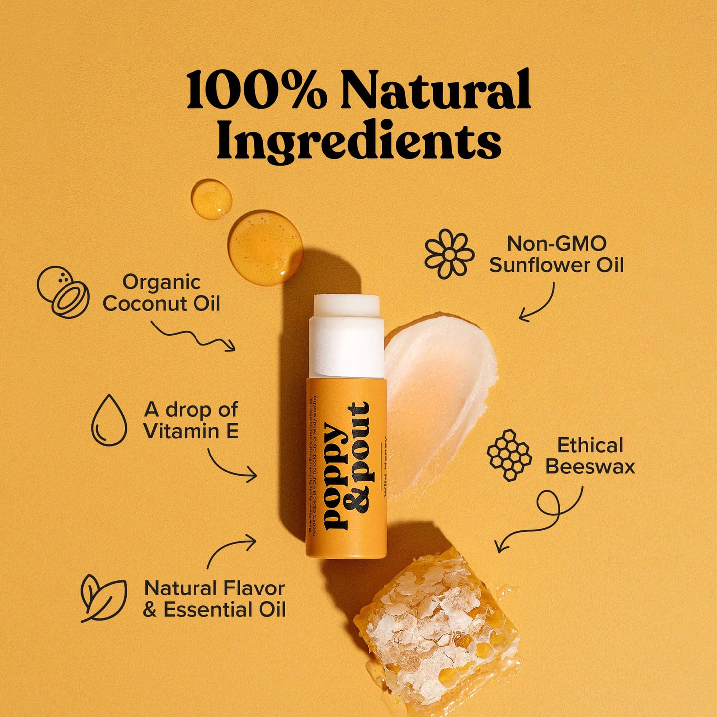 Poppy & Pout Lip Balm in Wild Honey